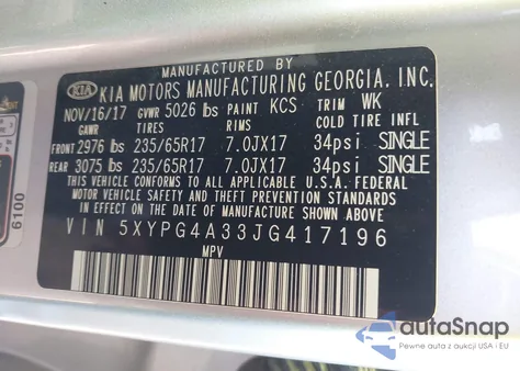 2018 Kia Sorento 2.4L Lx from USA, damaged, VIN 5XYPG4A33JG417196